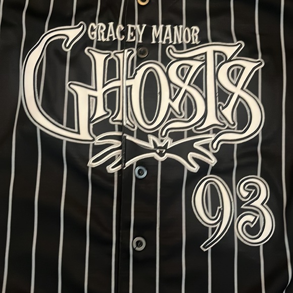 Rare Disney Gracey Manor Ghosts 93 Jersey Large Black Stripes - Picture 8 of 11